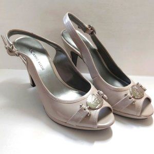 ANNE KLEIN | Women's Iflex Peep Toe Slingback Heels Beige Tan Size 7